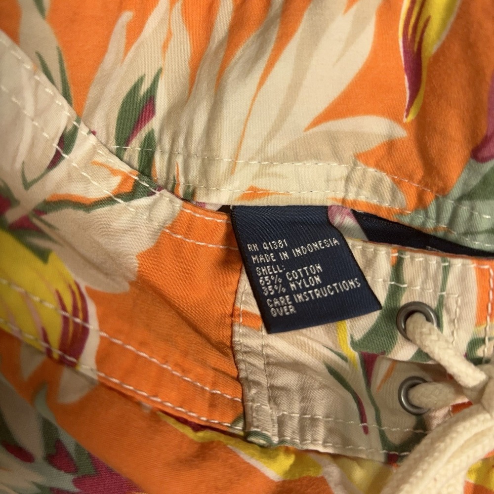 Polo Ralph Lauren Board Shorts Mens 38 Orange Floral Pockets 11" Inseam - Picture 5 of 9